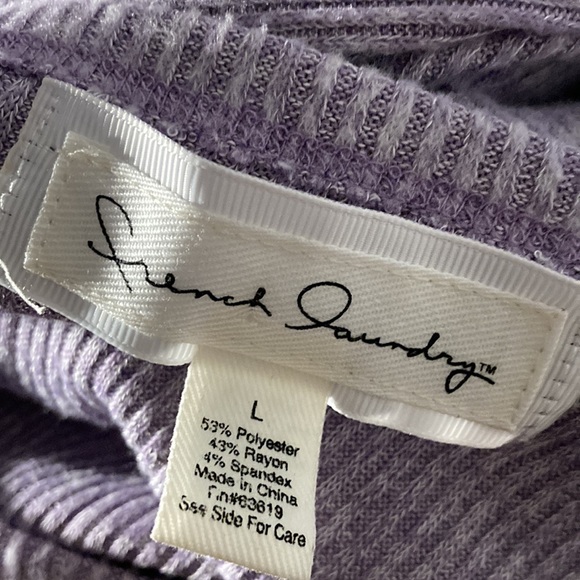 42-4 French Laundry Purple ribbed scoop neck 3/4 dolman sleeve knit sweater L - Picture 6 of 6
